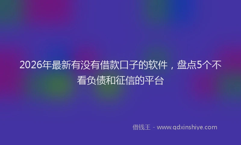2026年最新有没有借款口子的软件，盘点5个不看负债和征信的平台