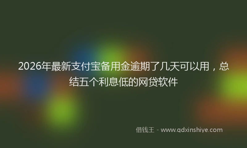 2026年最新支付宝备用金逾期了几天可以用，总结五个利息低的网贷软件