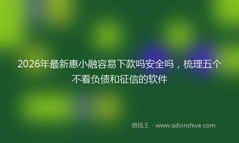 2026年最新惠小融容易下款吗安全吗，梳理五个不看负债和征信的软件