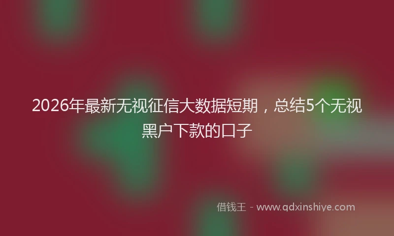 2026年最新无视征信大数据短期，总结5个无视黑户下款的口子