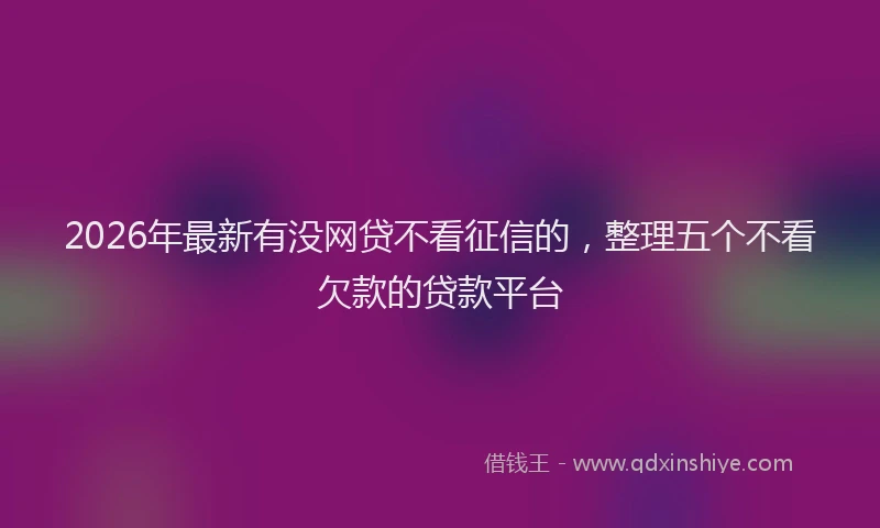 2026年最新有没网贷不看征信的，整理五个不看欠款的贷款平台