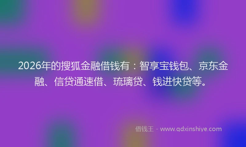2026年的搜狐金融借钱有：智享宝钱包、京东金融、信贷通速借、琉璃贷、钱进快贷等。