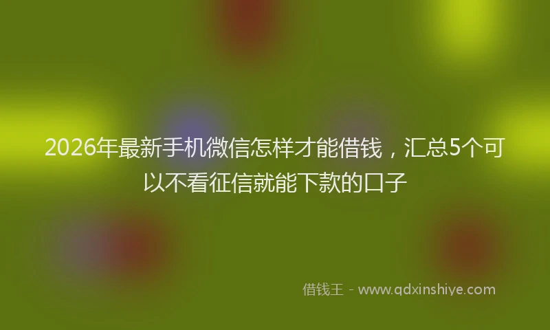 2026年最新手机微信怎样才能借钱，汇总5个可以不看征信就能下款的口子