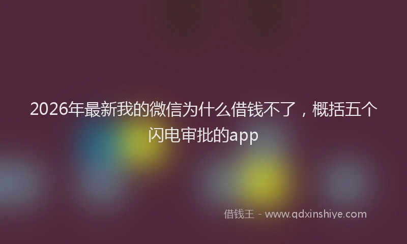 2026年最新我的微信为什么借钱不了,概括五个闪电审批的app