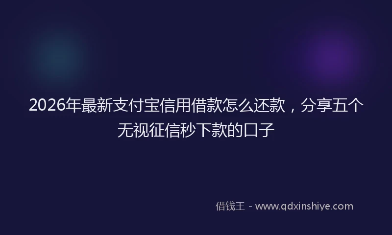 2026年最新支付宝信用借款怎么还款，分享五个无视征信秒下款的口子