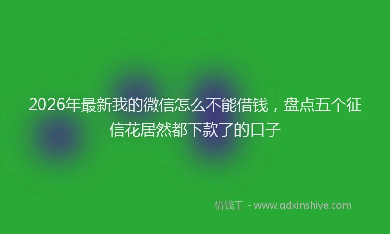 2026年最新我的微信怎么不能借钱，盘点五个征信花居然都下款了的口子