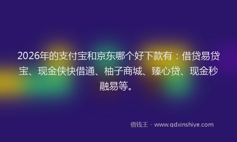 2026年的支付宝和京东哪个好下款有：借贷易贷宝、现金侠快借通、柚子商城、臻心贷、现金秒融易等。