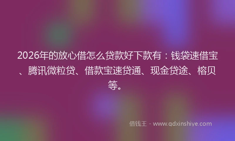 2026年的放心借怎么贷款好下款有：钱袋速借宝、腾讯微粒贷、借款宝速贷通、现金贷途、榕贝等。