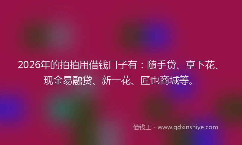 2026年的拍拍用借钱口子有：随手贷、享下花、现金易融贷、新一花、匠也商城等。