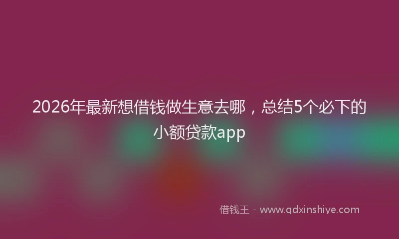 2026年最新想借钱做生意去哪，总结5个必下的小额贷款app
