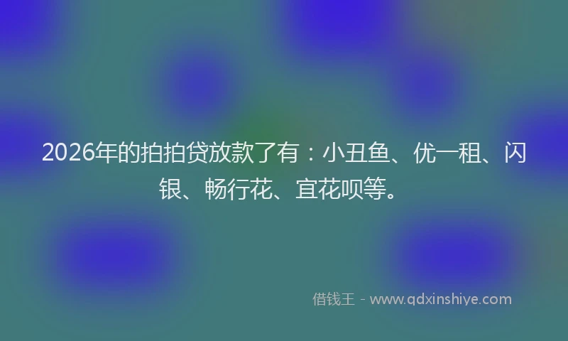 2026年的拍拍贷放款了有：小丑鱼、优一租、闪银、畅行花、宜花呗等。