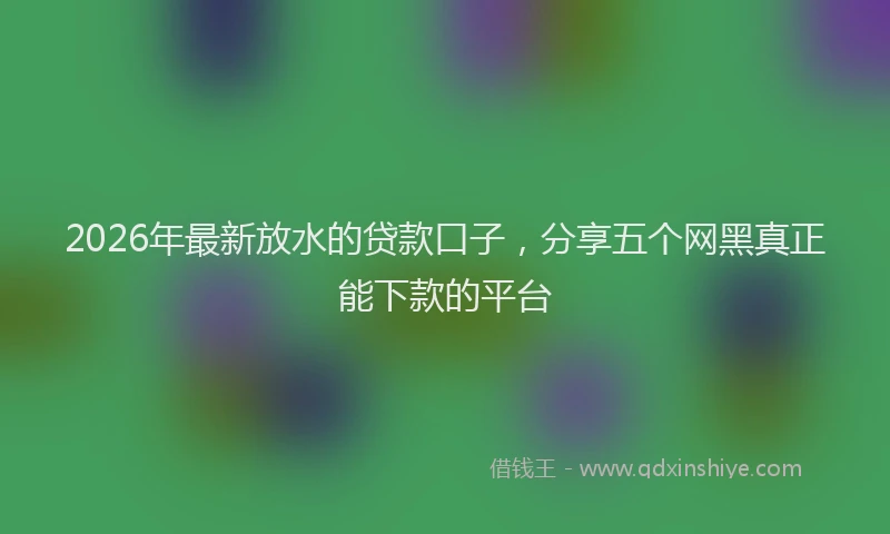2026年最新放水的贷款口子，分享五个网黑真正能下款的平台