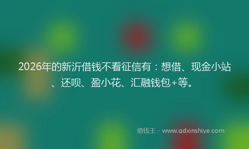 2026年的新沂借钱不看征信有：想借、现金小站、还呗、盈小花、汇融钱包+等。