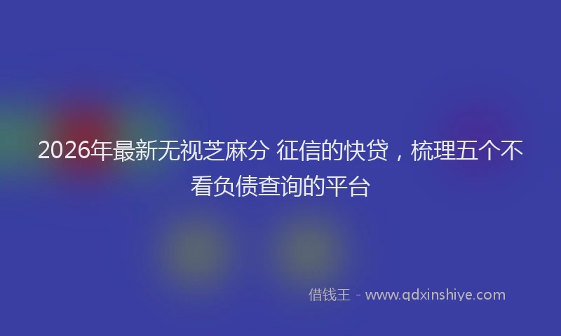 2026年最新无视芝麻分 征信的快贷，梳理五个不看负债查询的平台