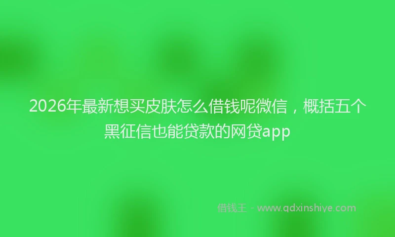 2026年最新想买皮肤怎么借钱呢微信，概括五个黑征信也能贷款的网贷app