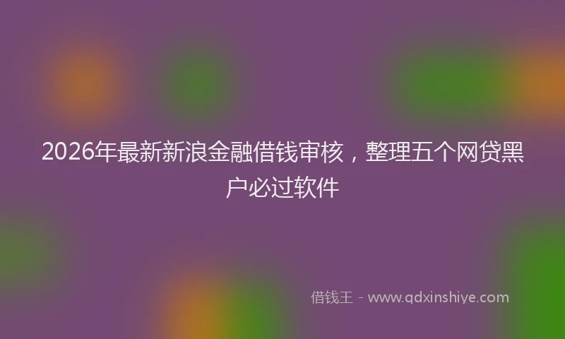2026年最新新浪金融借钱审核，整理五个网贷黑户必过软件