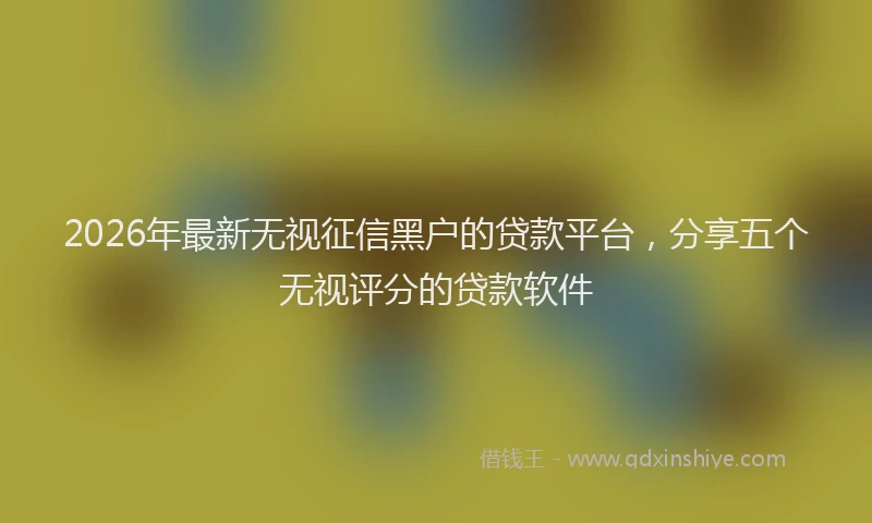 2026年最新无视征信黑户的贷款平台，分享五个无视评分的贷款软件