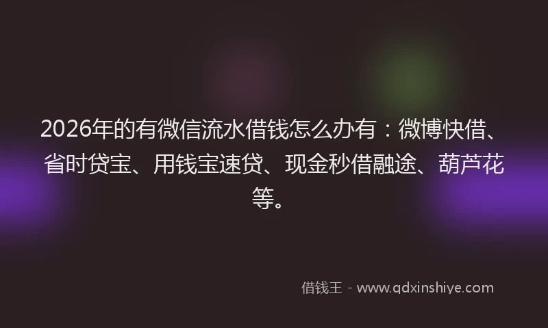 2026年的有微信流水借钱怎么办有：微博快借、省时贷宝、用钱宝速贷、现金秒借融途、葫芦花等。