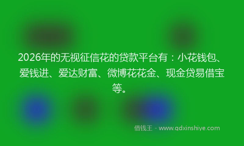 2026年的无视征信花的贷款平台有：小花钱包、爱钱进、爱达财富、微博花花金、现金贷易借宝等。