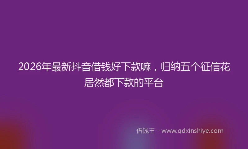 2026年最新抖音借钱好下款嘛，归纳五个征信花居然都下款的平台