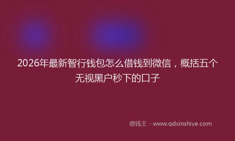 2026年最新智行钱包怎么借钱到微信，概括五个无视黑户秒下的口子