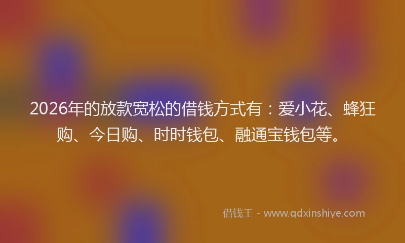 2026年的放款宽松的借钱方式有：爱小花、蜂狂购、今日购、时时钱包、融通宝钱包等。