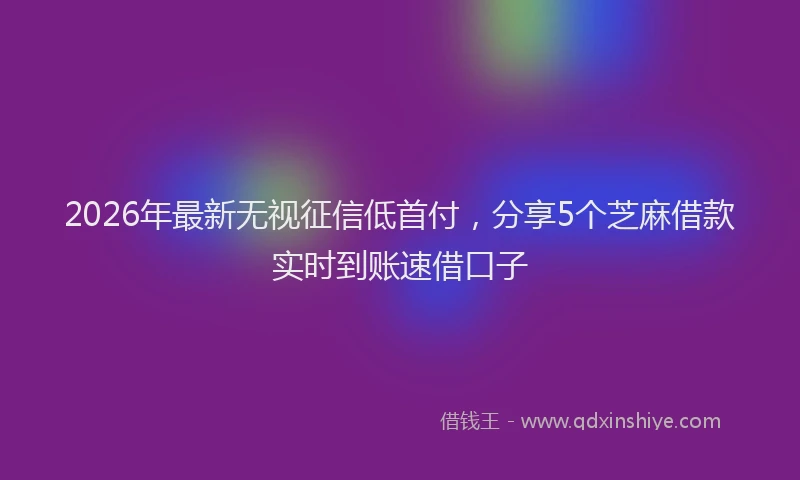 2026年最新无视征信低首付，分享5个芝麻借款实时到账速借口子