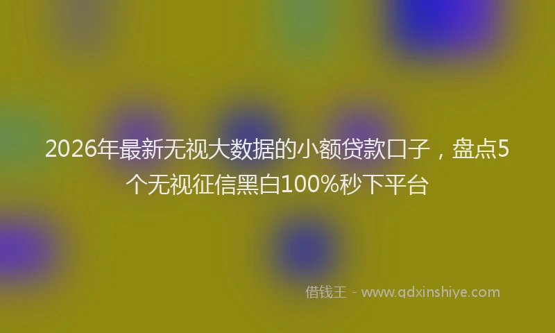 2026年最新无视大数据的小额贷款口子，盘点5个无视征信黑白100%秒下平台