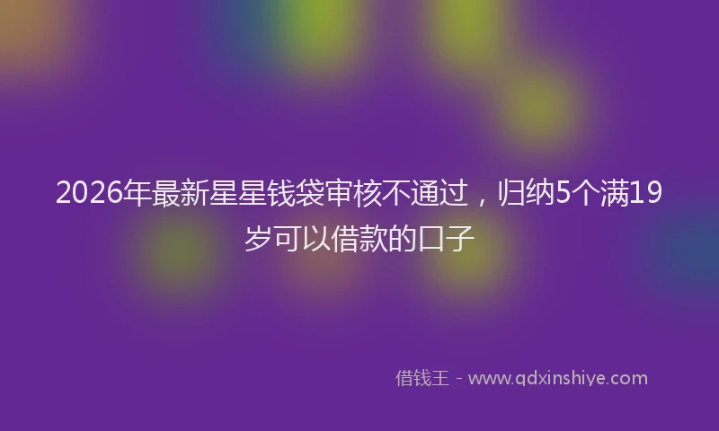 2026年最新星星钱袋审核不通过，归纳5个满19岁可以借款的口子