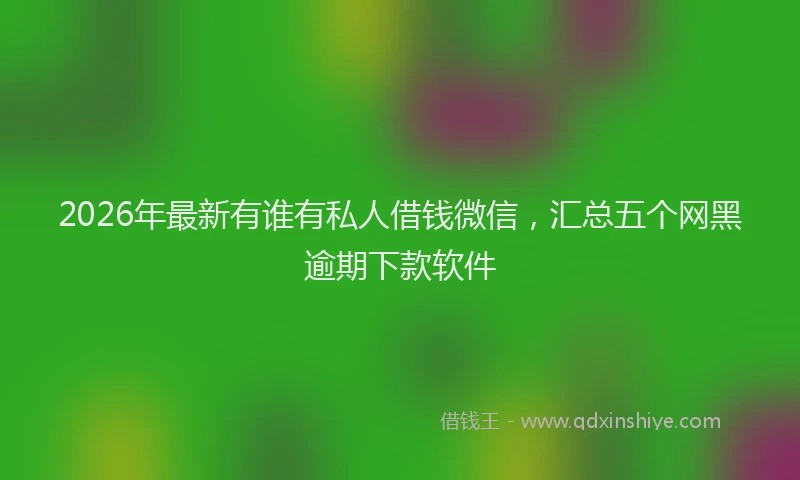 2026年最新有谁有私人借钱微信，汇总五个网黑逾期下款软件