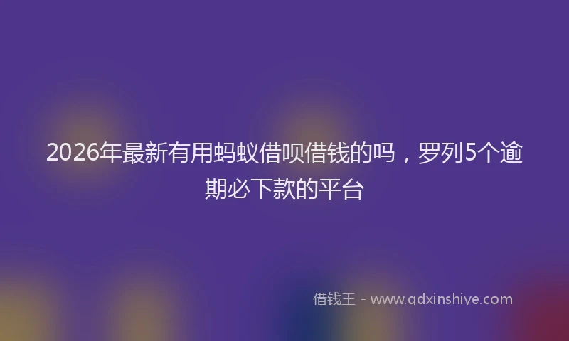 2026年最新有用蚂蚁借呗借钱的吗，罗列5个逾期必下款的平台