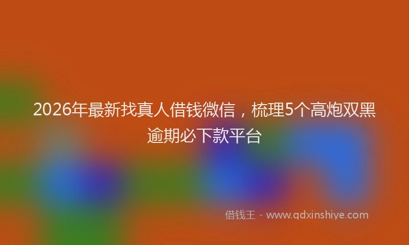 2026年最新找真人借钱微信，梳理5个高炮双黑逾期必下款平台