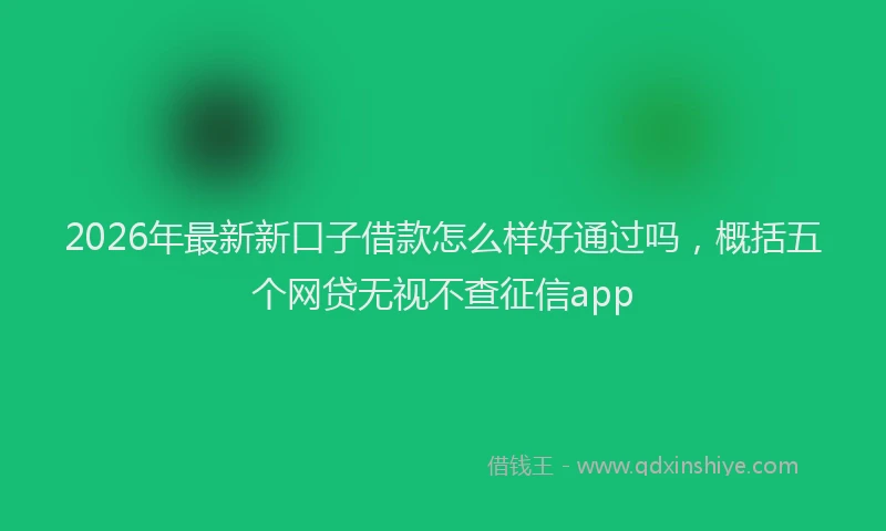 2026年最新新口子借款怎么样好通过吗，概括五个网贷无视不查征信app