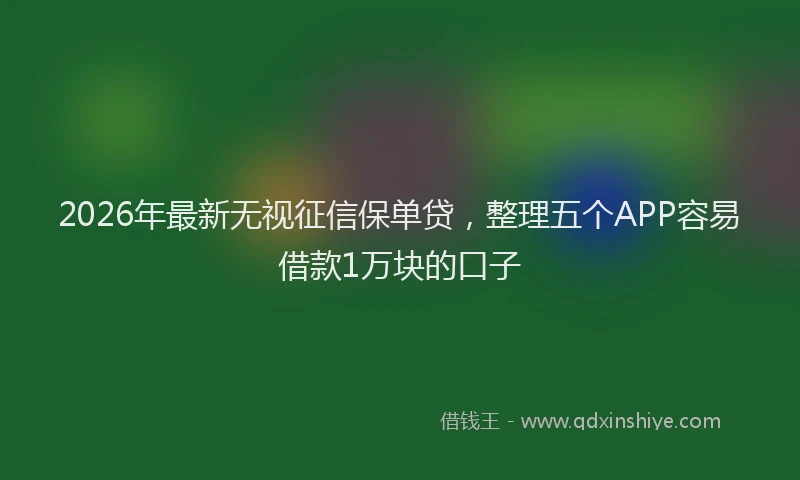 2026年最新无视征信保单贷，整理五个APP容易借款1万块的口子