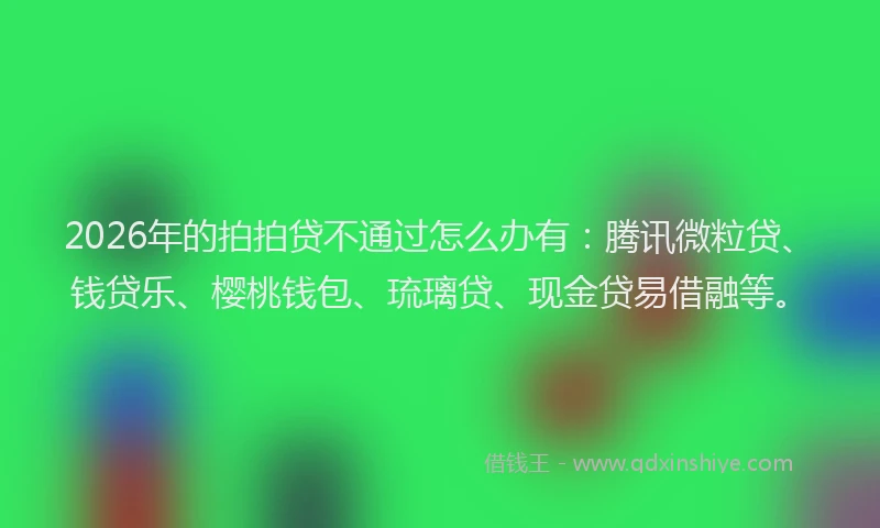 2026年的拍拍贷不通过怎么办有：腾讯微粒贷、钱贷乐、樱桃钱包、琉璃贷、现金贷易借融等。