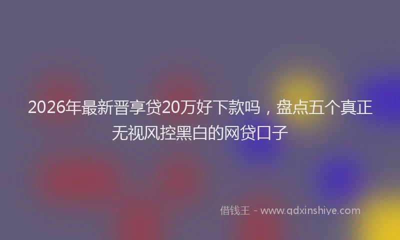 2026年最新晋享贷20万好下款吗，盘点五个真正无视风控黑白的网贷口子