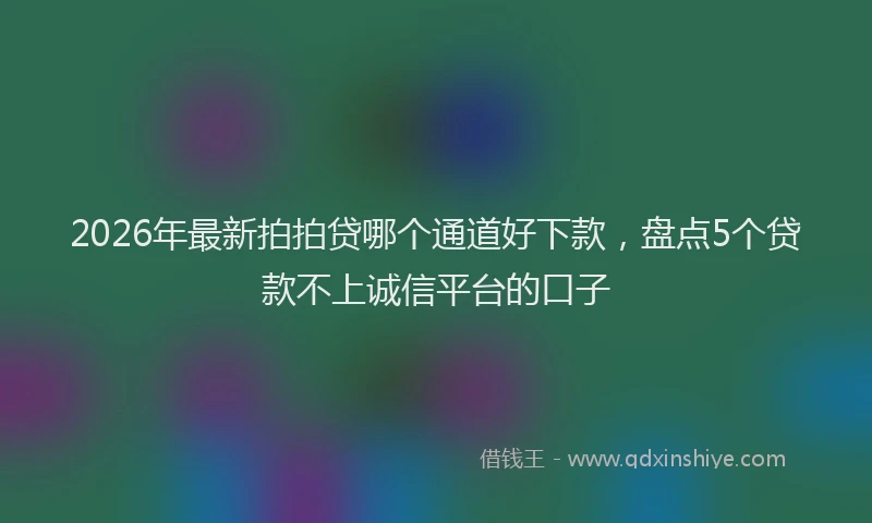 2026年最新拍拍贷哪个通道好下款，盘点5个贷款不上诚信平台的口子