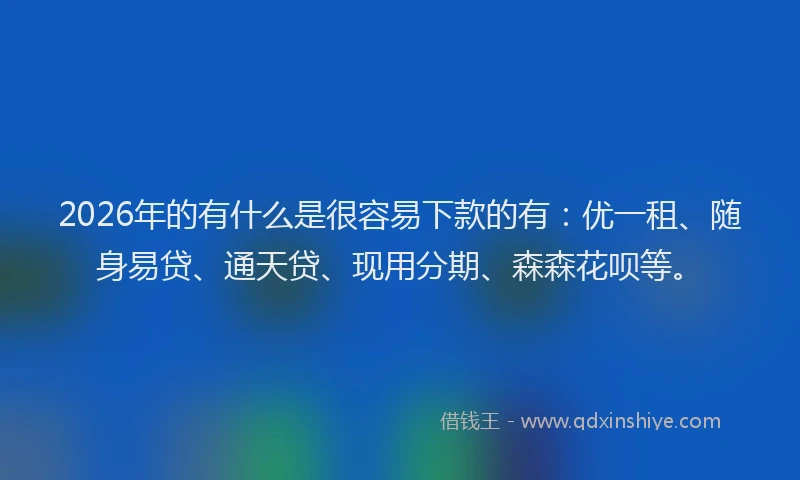 2026年的有什么是很容易下款的有：优一租、随身易贷、通天贷、现用分期、森森花呗等。