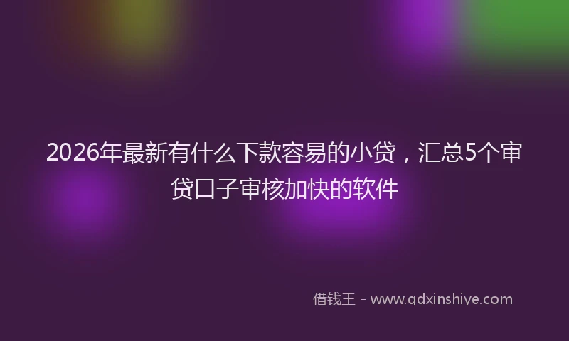 2026年最新有什么下款容易的小贷，汇总5个审贷口子审核加快的软件