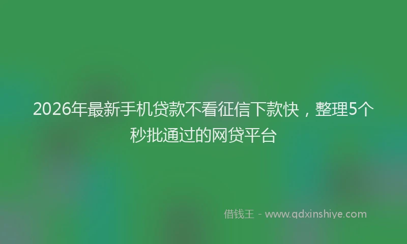 2026年最新手机贷款不看征信下款快，整理5个秒批通过的网贷平台