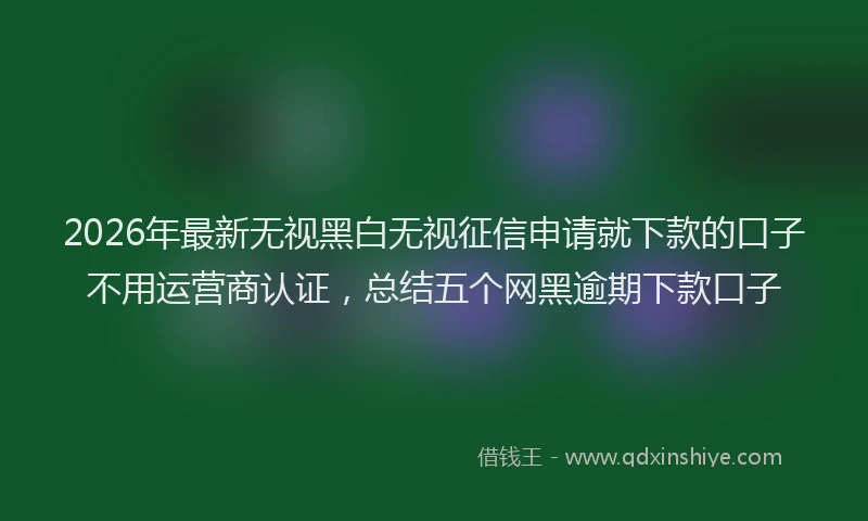 2026年最新无视黑白无视征信申请就下款的口子不用运营商认证，总结五个网黑逾期下款口子