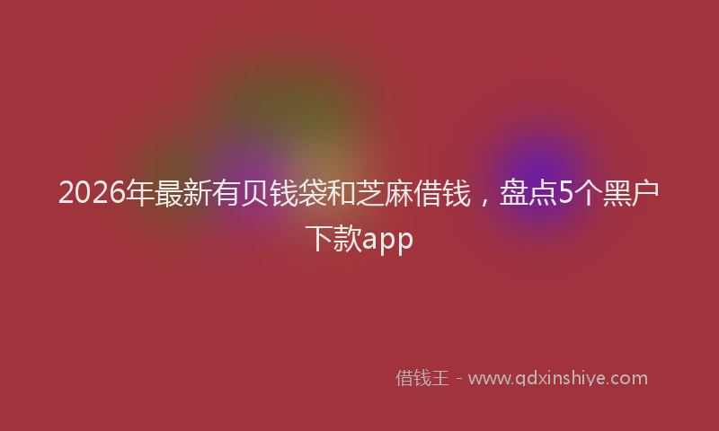 2026年最新有贝钱袋和芝麻借钱，盘点5个黑户下款app