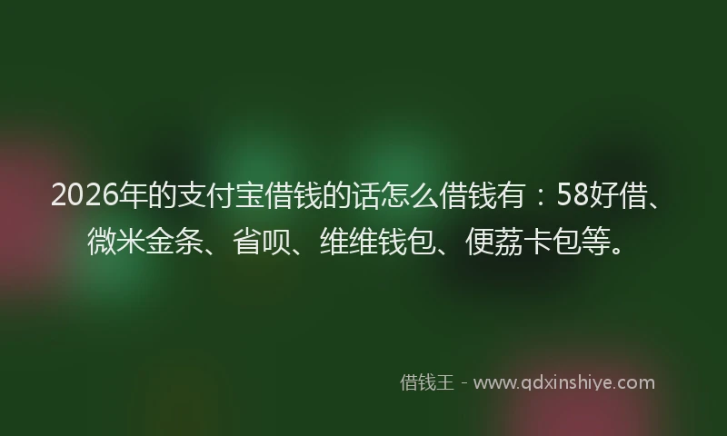 2026年的支付宝借钱的话怎么借钱有：58好借、微米金条、省呗、维维钱包、便荔卡包等。