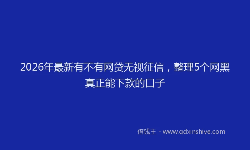 2026年最新有不有网贷无视征信，整理5个网黑真正能下款的口子