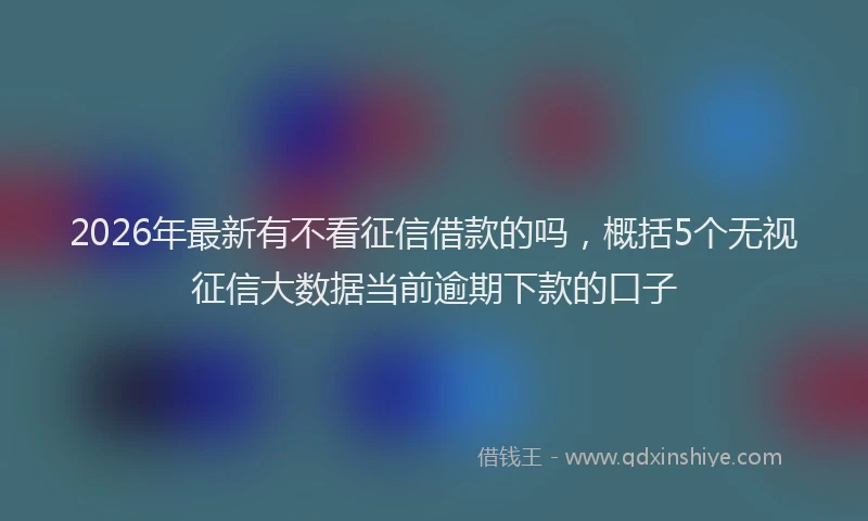 2026年最新有不看征信借款的吗，概括5个无视征信大数据当前逾期下款的口子