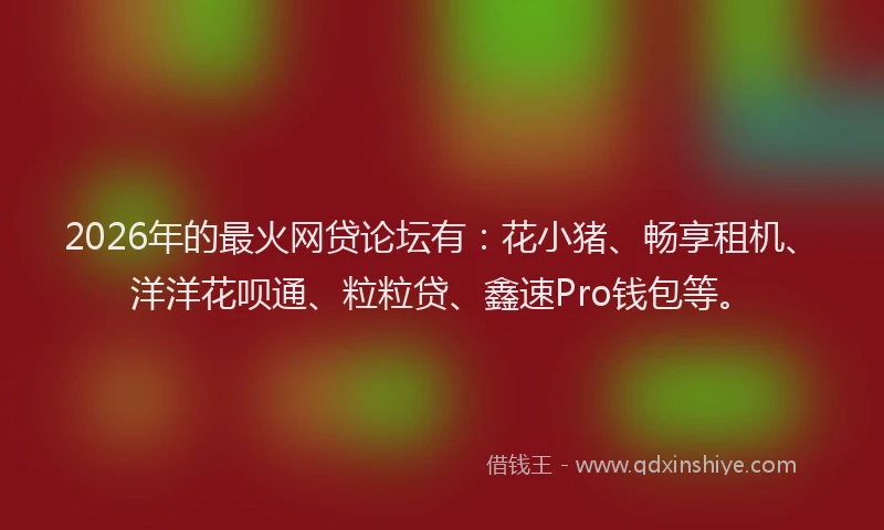 2026年的最火网贷论坛有：花小猪、畅享租机、洋洋花呗通、粒粒贷、鑫速Pro钱包等。