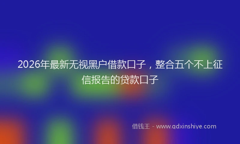 2026年最新无视黑户借款口子，整合五个不上征信报告的贷款口子