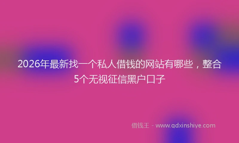 2026年最新找一个私人借钱的网站有哪些，整合5个无视征信黑户口子