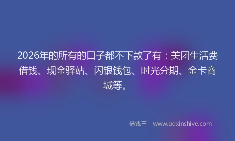 2026年的所有的口子都不下款了有：美团生活费借钱、现金驿站、闪银钱包、时光分期、金卡商城等。