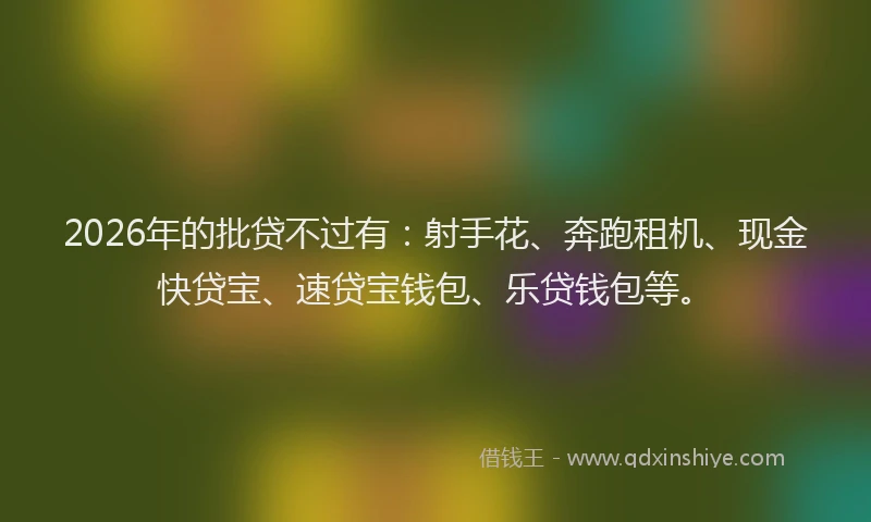 2026年的批贷不过有：射手花、奔跑租机、现金快贷宝、速贷宝钱包、乐贷钱包等。